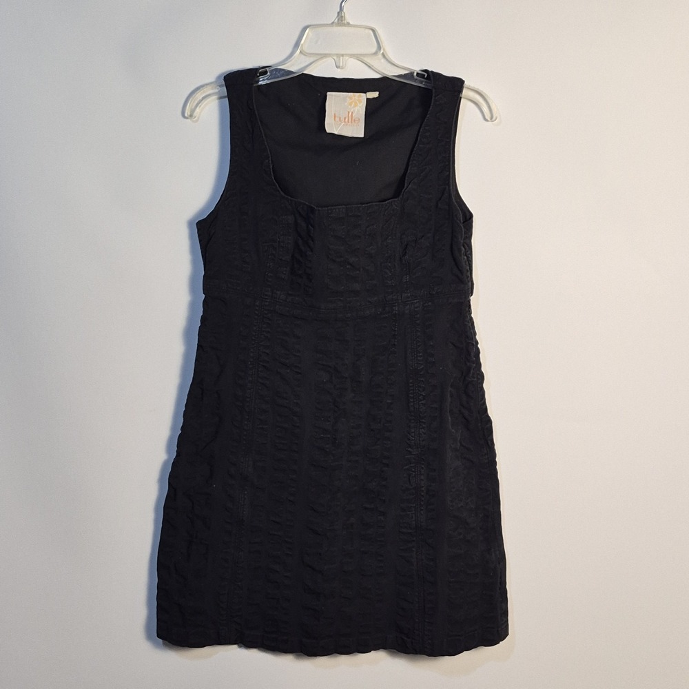 Tulle Los Angeles Textured Sleeveless Black Dress Size Large Side Zipper Fit...